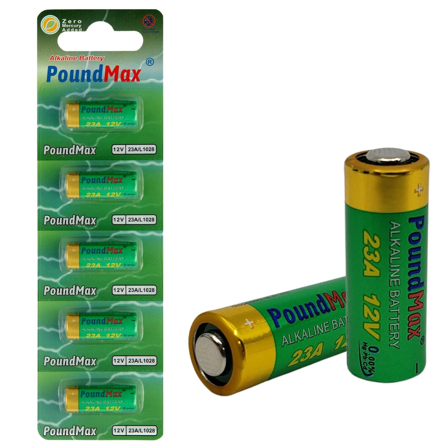 5 adet 23A 12 V alkali pil, 23AE, A23, LRV08, MN21, V23GA, A23S, L1028, 8LR932, P23GA, garaj kapısı açıcıları, uzaktan kumandalar, alarm sistemleri için günlük kullanım için cıva içermeyen piller