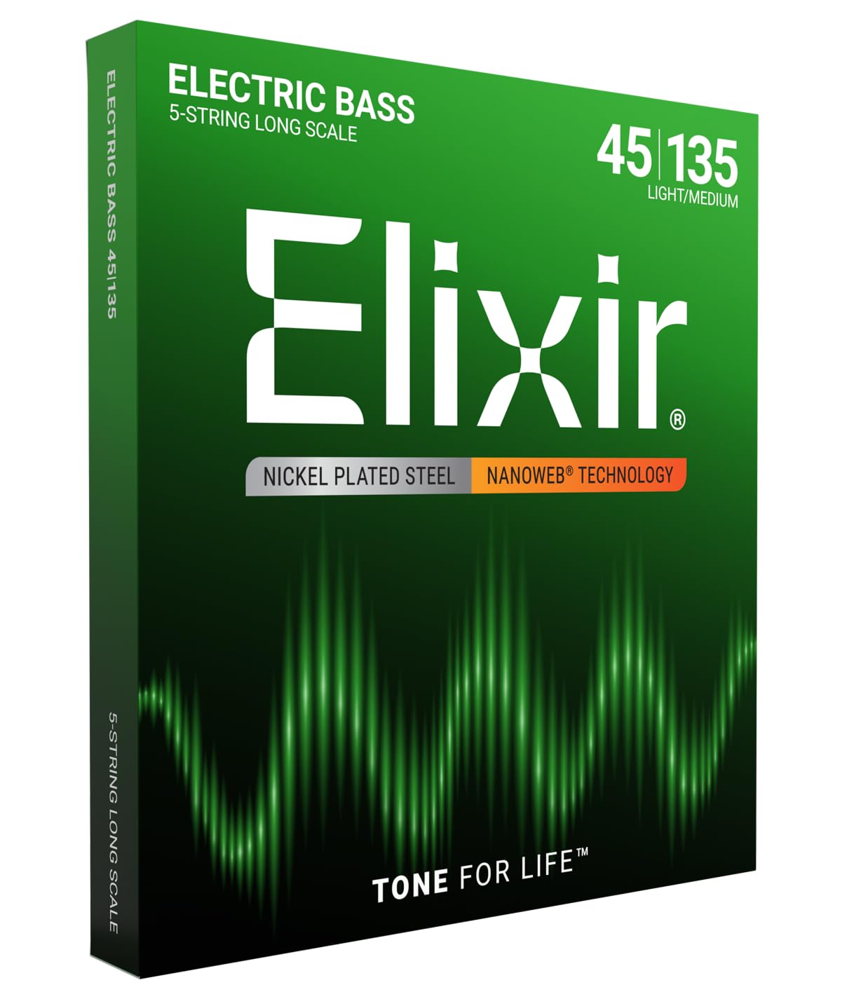 Elixir 14207 Nanoweb Light Medium 5 Telli Bas Gitar Teli (45-135)