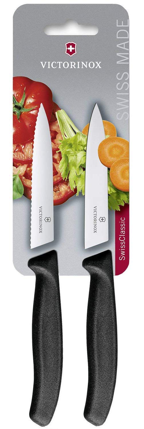 Victorinox mutfak bıçağı Swiss Classic bıçağı 1 dalga Plus 1 normal Siyah blister Uzunluk: 10 cm, 6.7793.b