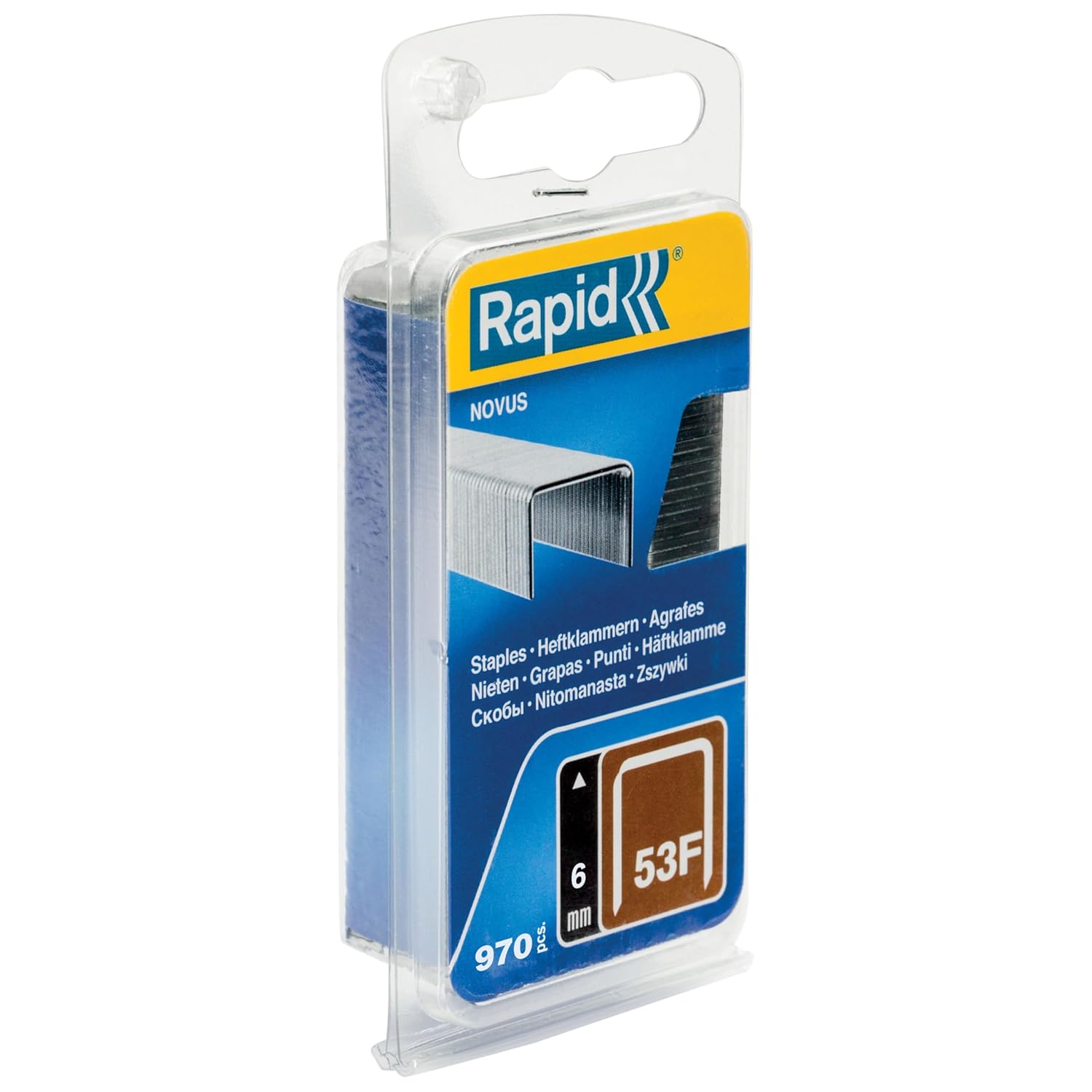 Rapid 5000555 zımba teli, tip 53F, 6 mm kelepçe, 970 adet, Novus el ve elektrikli zımba için yassı tel kıskaçlar