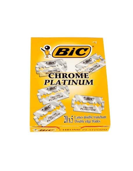 BIC Tıraş bıçağı, 100 adet, krom platin, her tıraş bıçağı için, çift kenarlı bıçak, paslanmaz