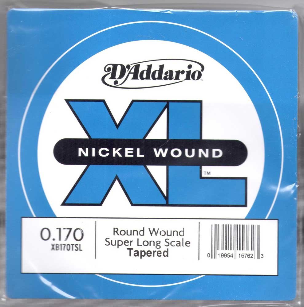 D'Addario XB170TSL Nikel Dokuma Bass Tek Tel, Süper Uzun Ölçek 170, Konik