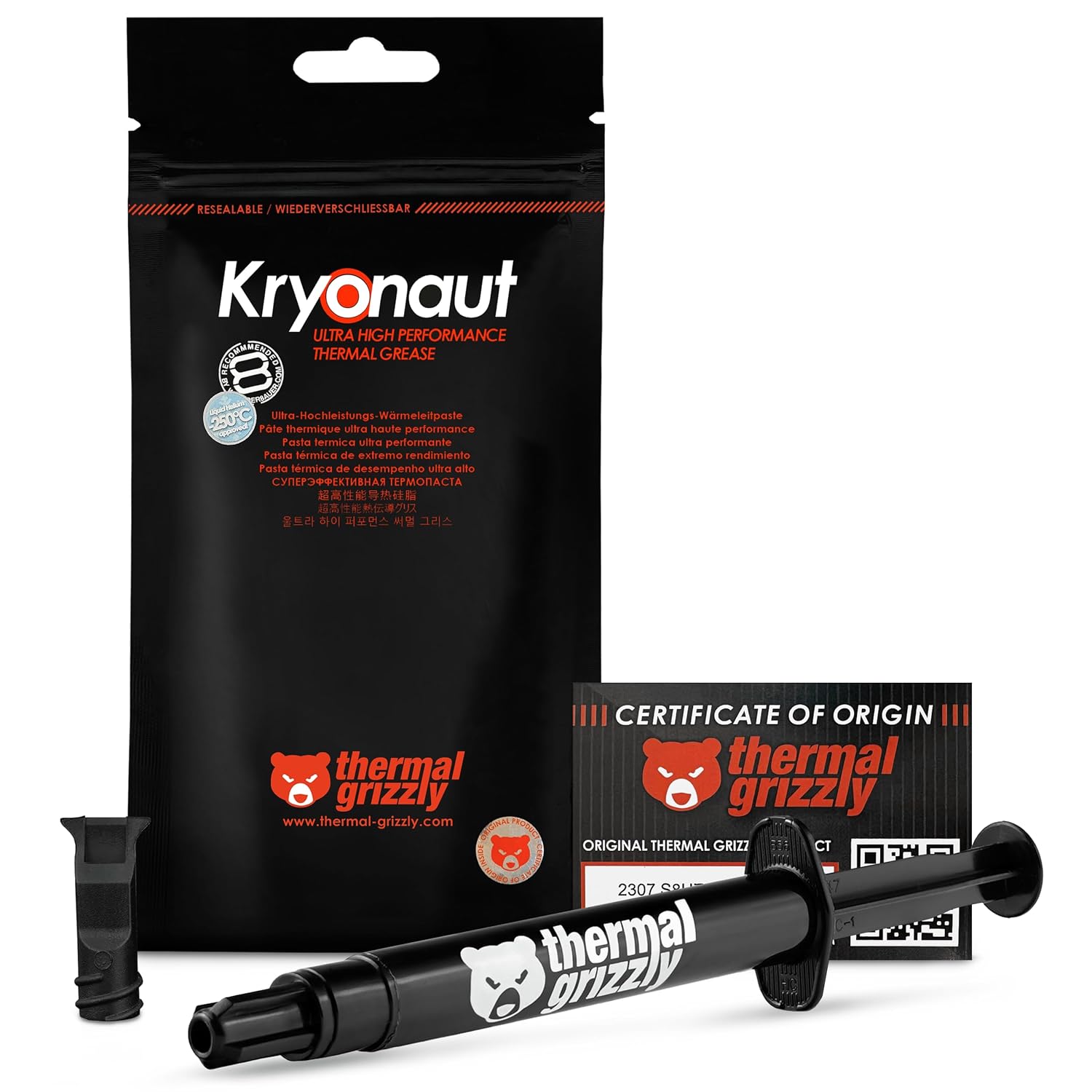Thermal Grizzly - Kryonaut en Kaliteli Termal Macun - Bilgisayar ve Konsollardaki tüm İşlemcileri, Grafik Kartlarını ve ısı Alıcıları Soğutmak İçin (5,5 gram)