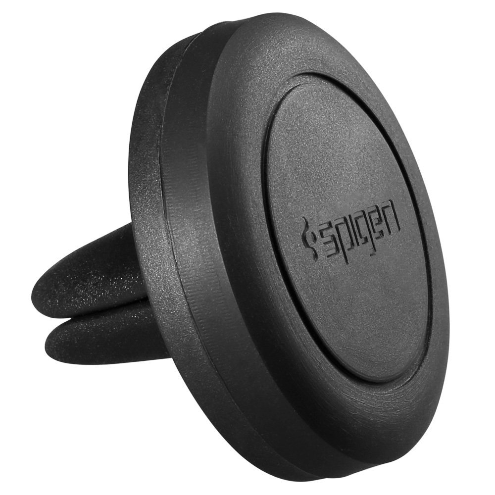 Spigen Air Vent Manyetik Araç içi Telefon Tutucu + 2 Adet Manyetik Plaka (Tüm Cihazlarla Uyumlu Araç Tutacağı) Kuel A200 Black - SGP11583