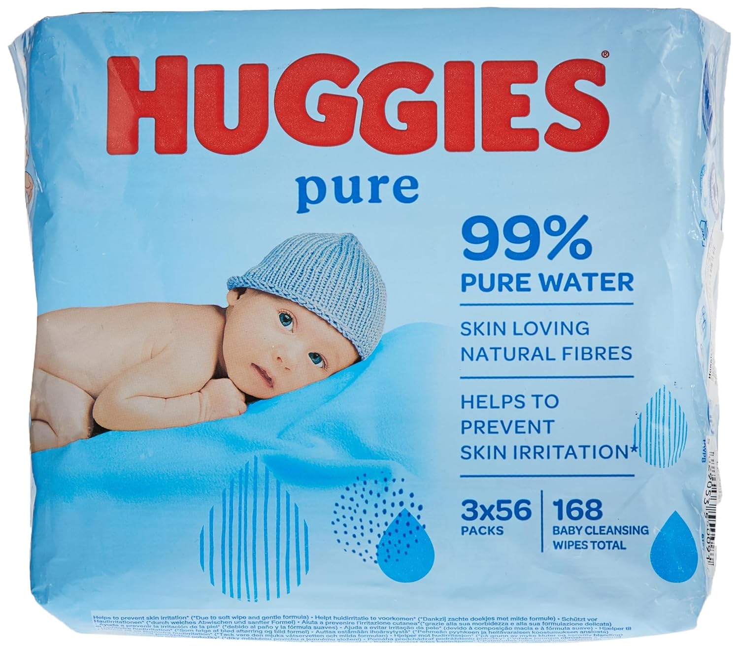 Huggies Bebek Mendilleri,%99 Saf Su Mendili, 3'lü Paket x 56 Mendil (168 Mendil)