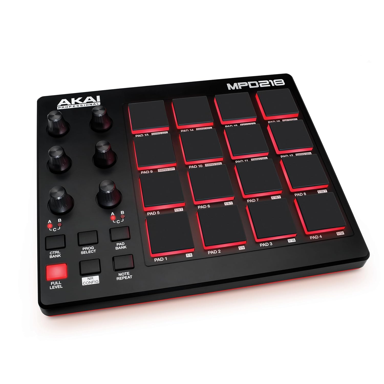 Akai Professional MPD218 - USB MIDI Pad Controller ve Bateri Makinesi, MPC Pedleri, Atanabilir Düğmeler, Nota Tekrarı ve Maksimum Ses Şiddeti Düğmeleri, Prodüksiyon Yazılımı Dahil