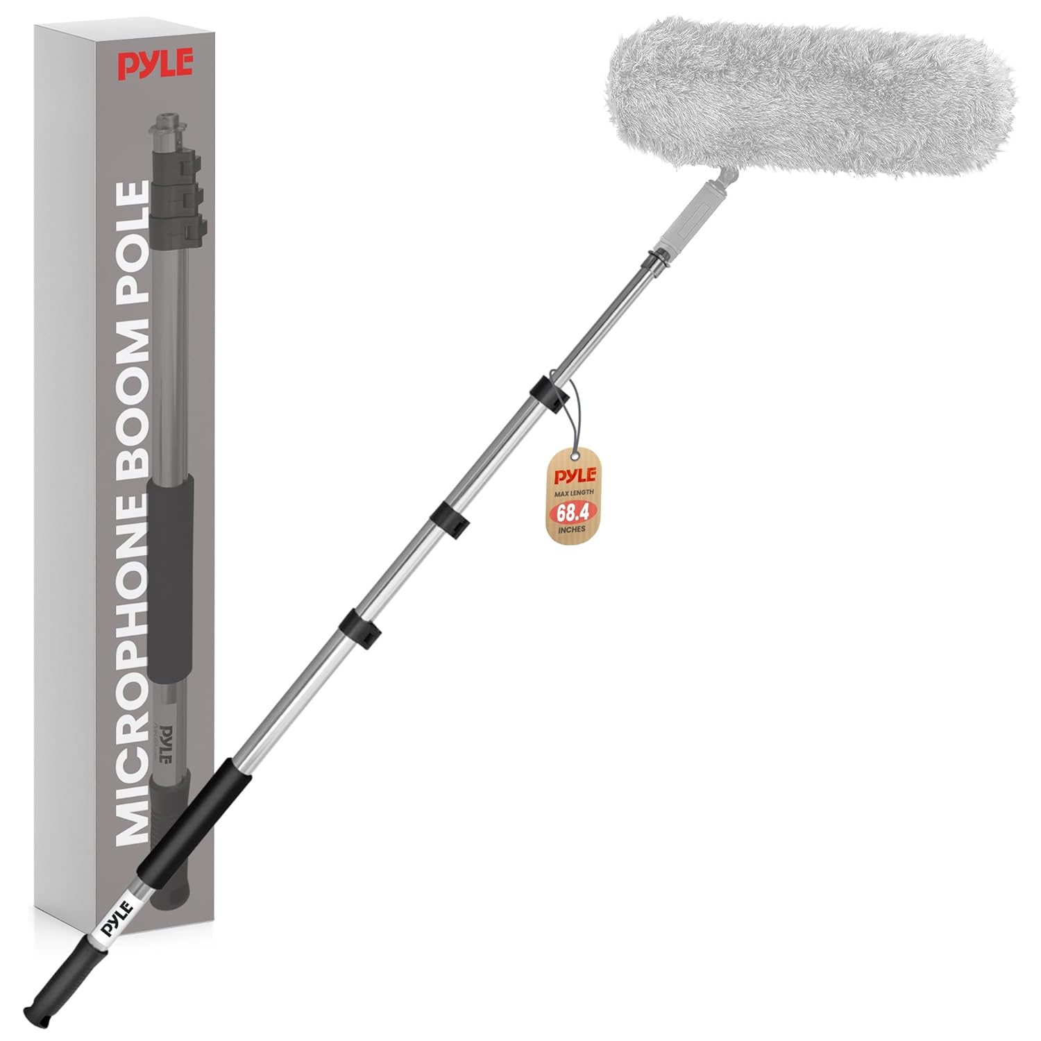 Pyle Teleskop Mikrofon Bom Balık Direği Ayarlanabilir Uzunluk-5,7 fit (PMKSB06), Siyah