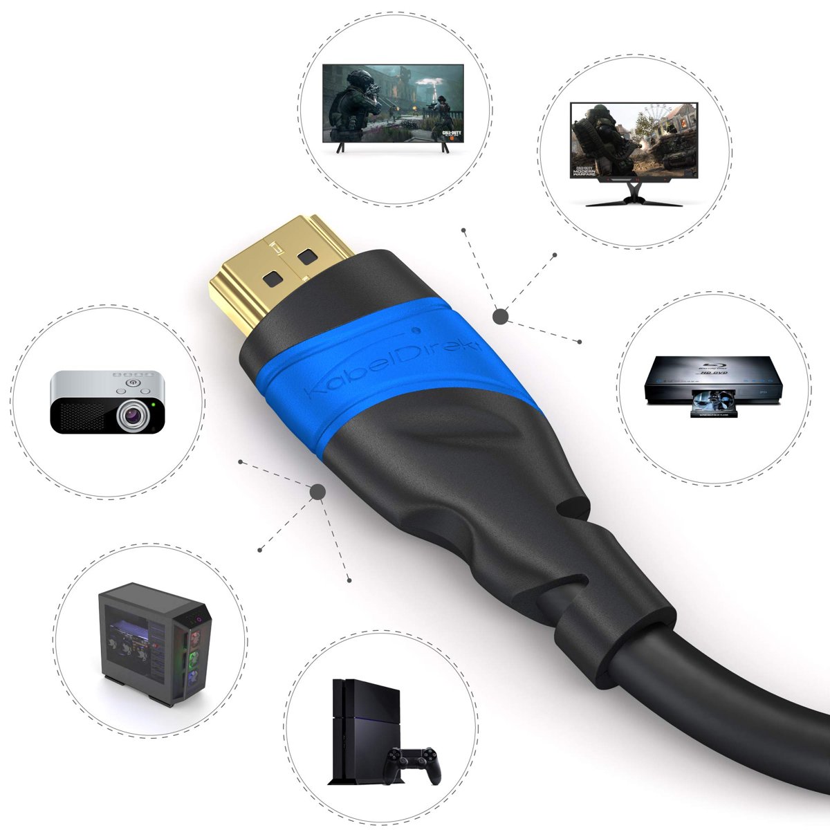 KabelDirekt – HDMI Kablosu 8K & 4K – 2x 2m – Alman Flexcore teknolojisi