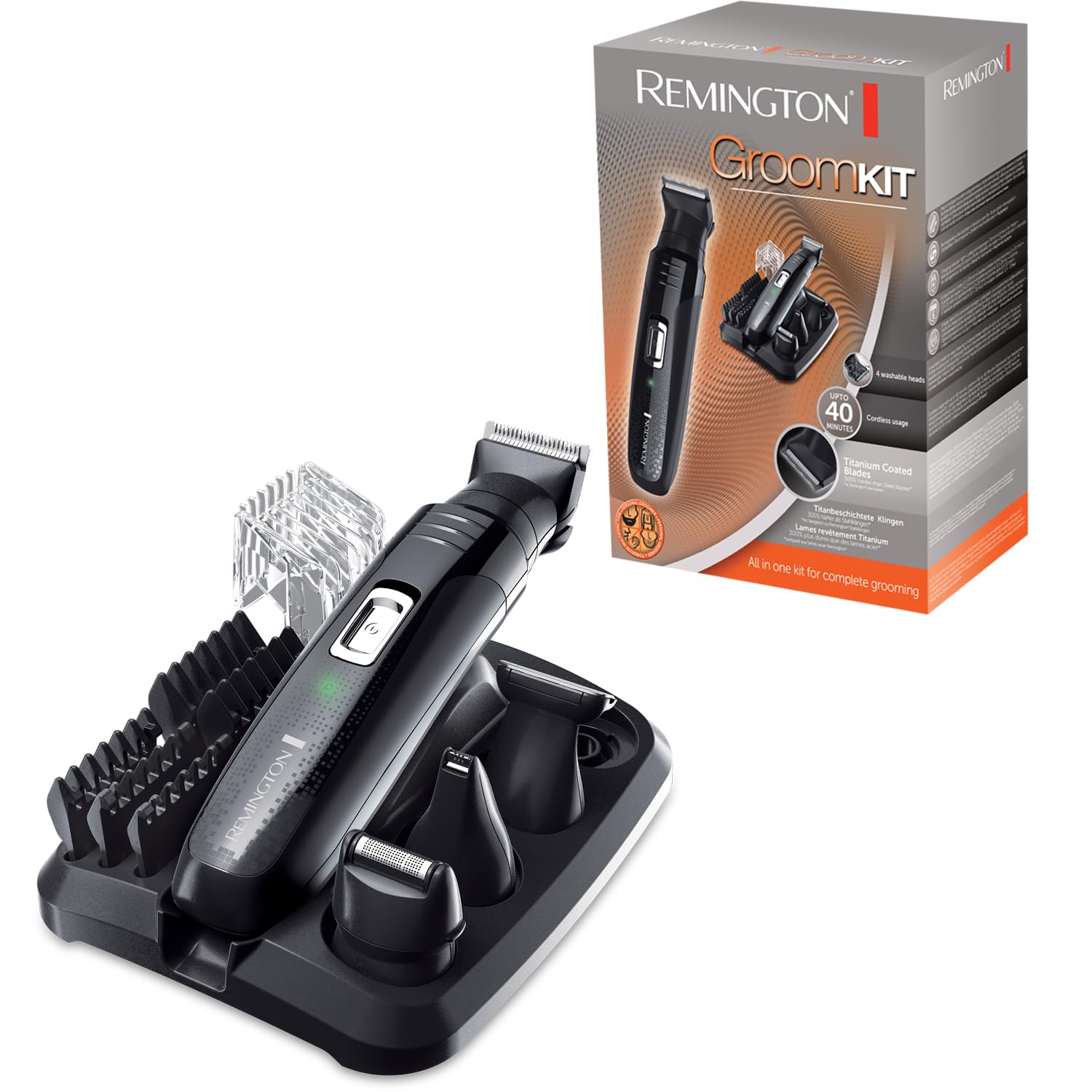 Remington Groomkit Pg6130, Yüz Ve Vücut Kılı Için Şekillendirme Seti, 4 Çıkarılabilir Başlık, Siyah / Gri