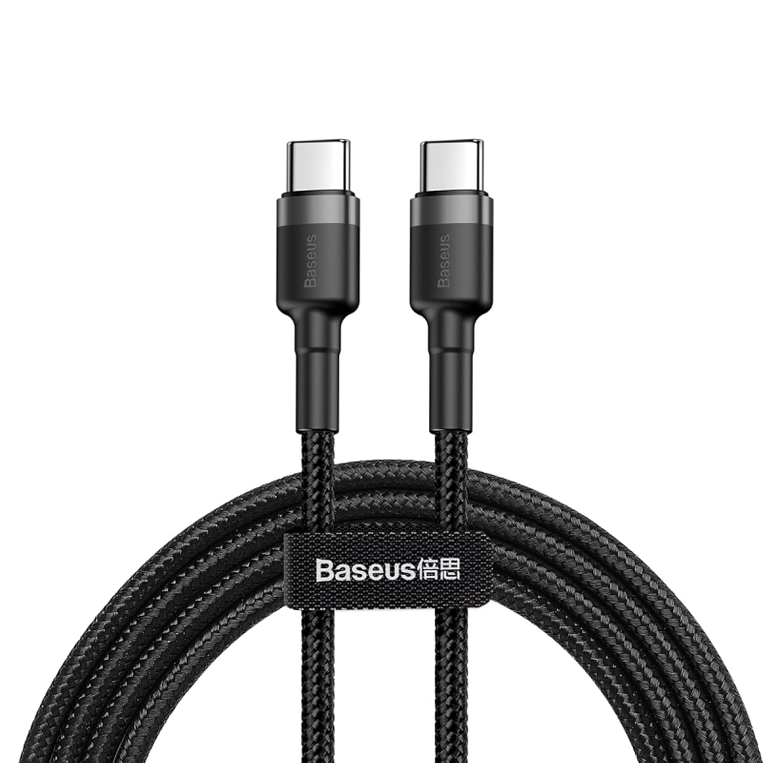 Baseus Cafule, 3.0 A USB-C & USB-C Şarj & Data Aktarımı Kablosu, Flash/Hızlı Şarj, 1 Metre, Gri/Siyah, CATKLF-GG1