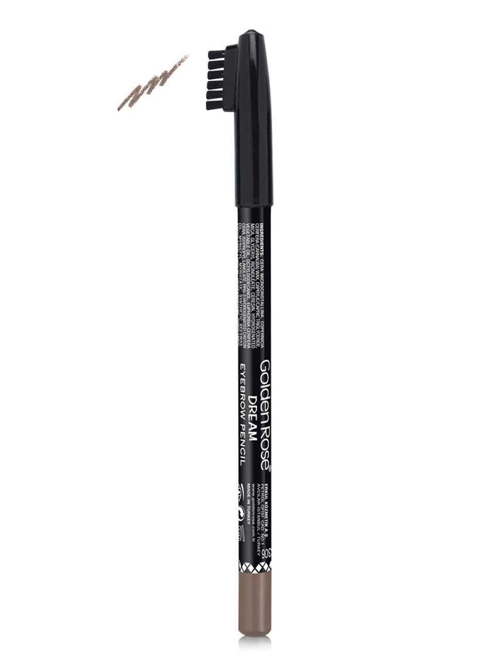 Golden Rose Dream Eyebrow Pencil No: 306 Medium Ash - Şekillendirici Fırçalı Siyah Kaş Kalemi