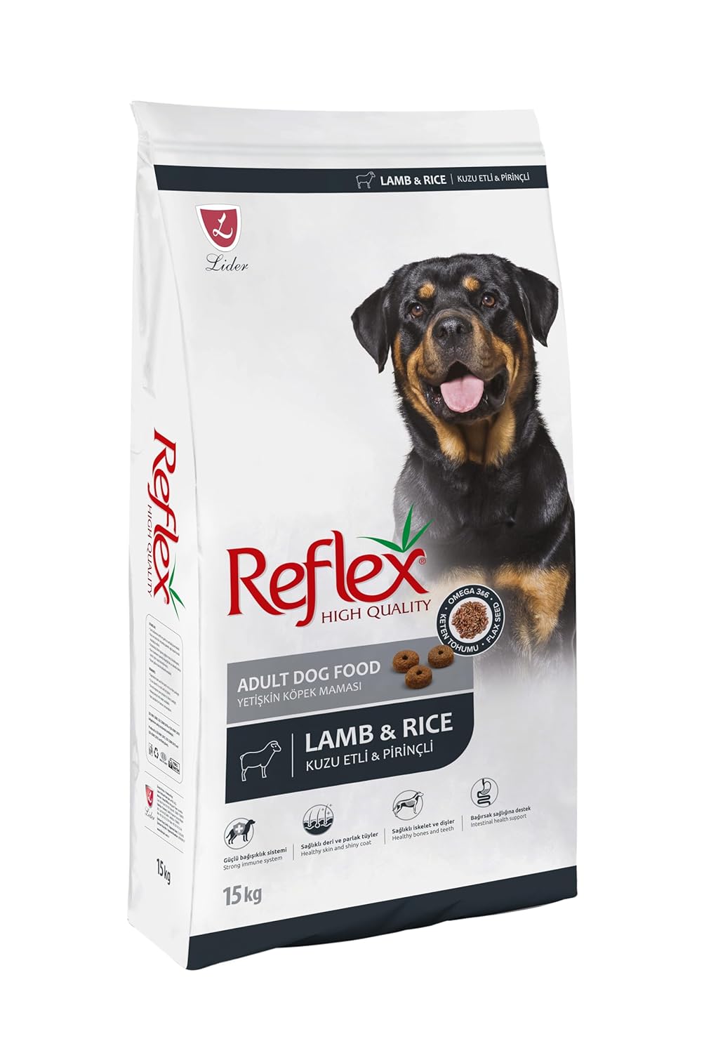 Reflex Kuzulu ve Pirinçli Yetişkin Köpek Maması, 15 Kg
