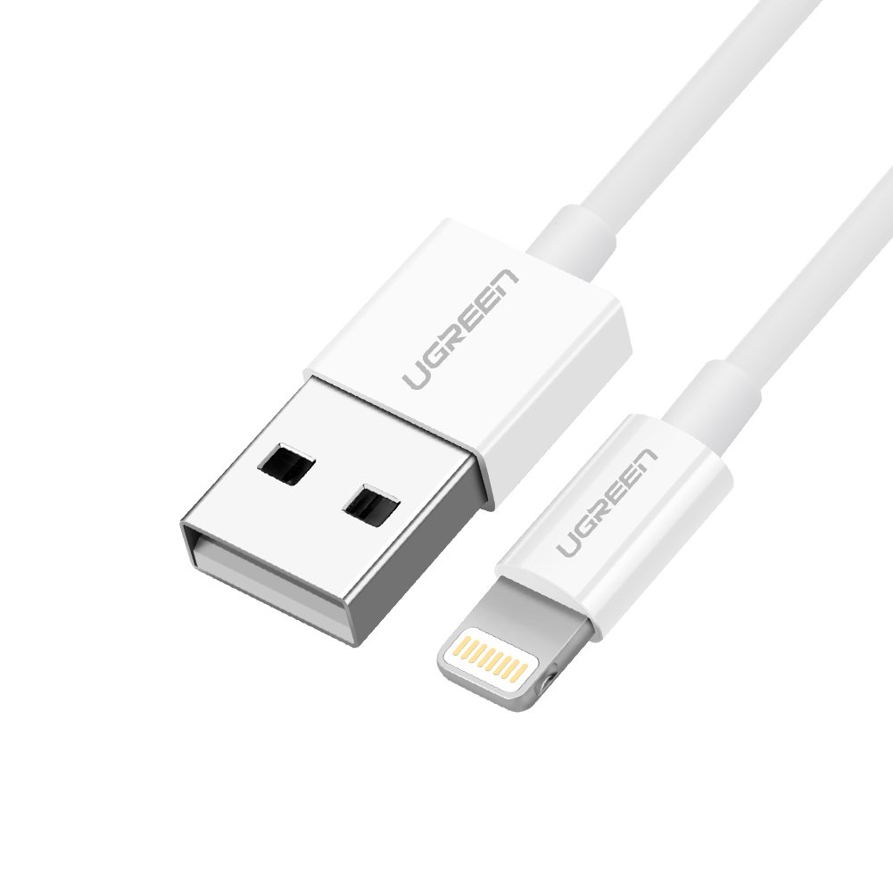 Ugreen iPhone iOS Lightning Şarj ve Data Kablosu, MFi Sertifikalı, Beyaz, 1 Metre