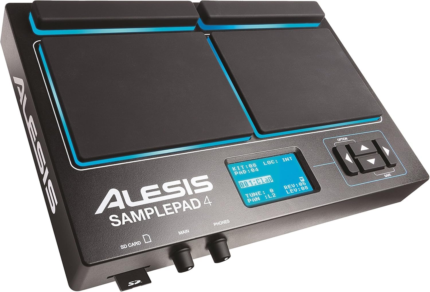 Alesis Sample Pad 4, Kompakt Perküsyon ve Sample Tetikleme Enstrümanı, 4 Hıza Duyarlı Ped, 25 Davul Sesi ve SD, SDHC Kart Yuvası