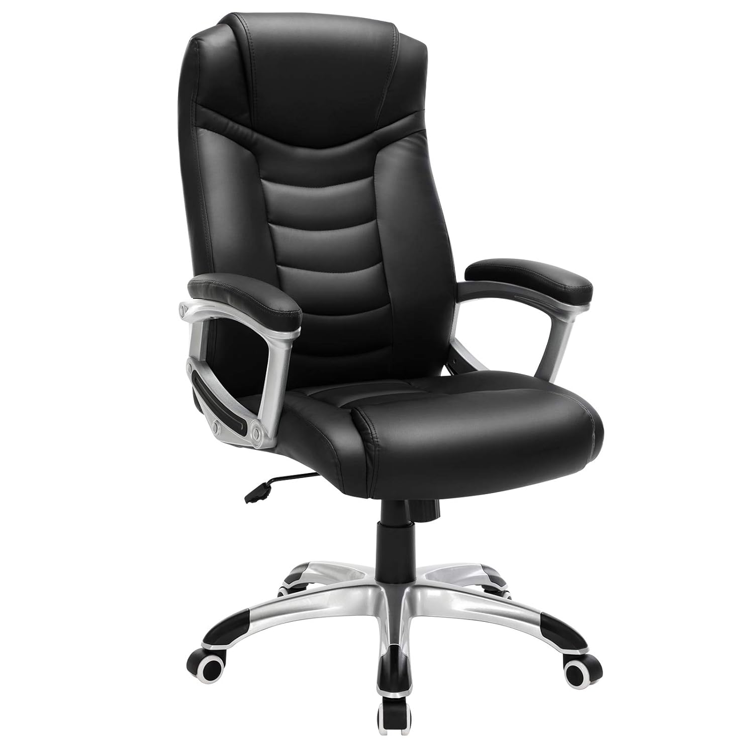 SONGMICS Ergonomik Ofis Koltuğu Yüksekliği Ayarlanabilir Döner Sandalye Sağlam, Dayanıklı, Siyah Obg21B 52x53x122 cm