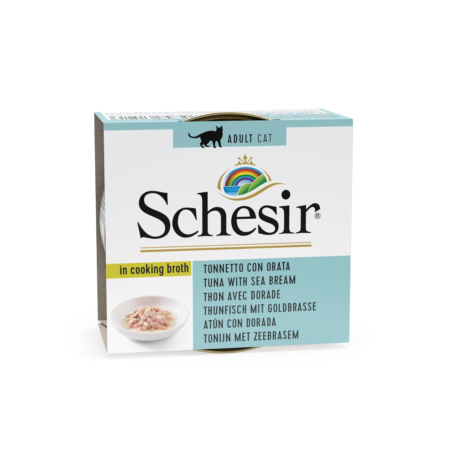 Schesir Broth Ton Balıklı ve Çipuralı Et Suyunda Yetişkin Kedi Konservesi 70g