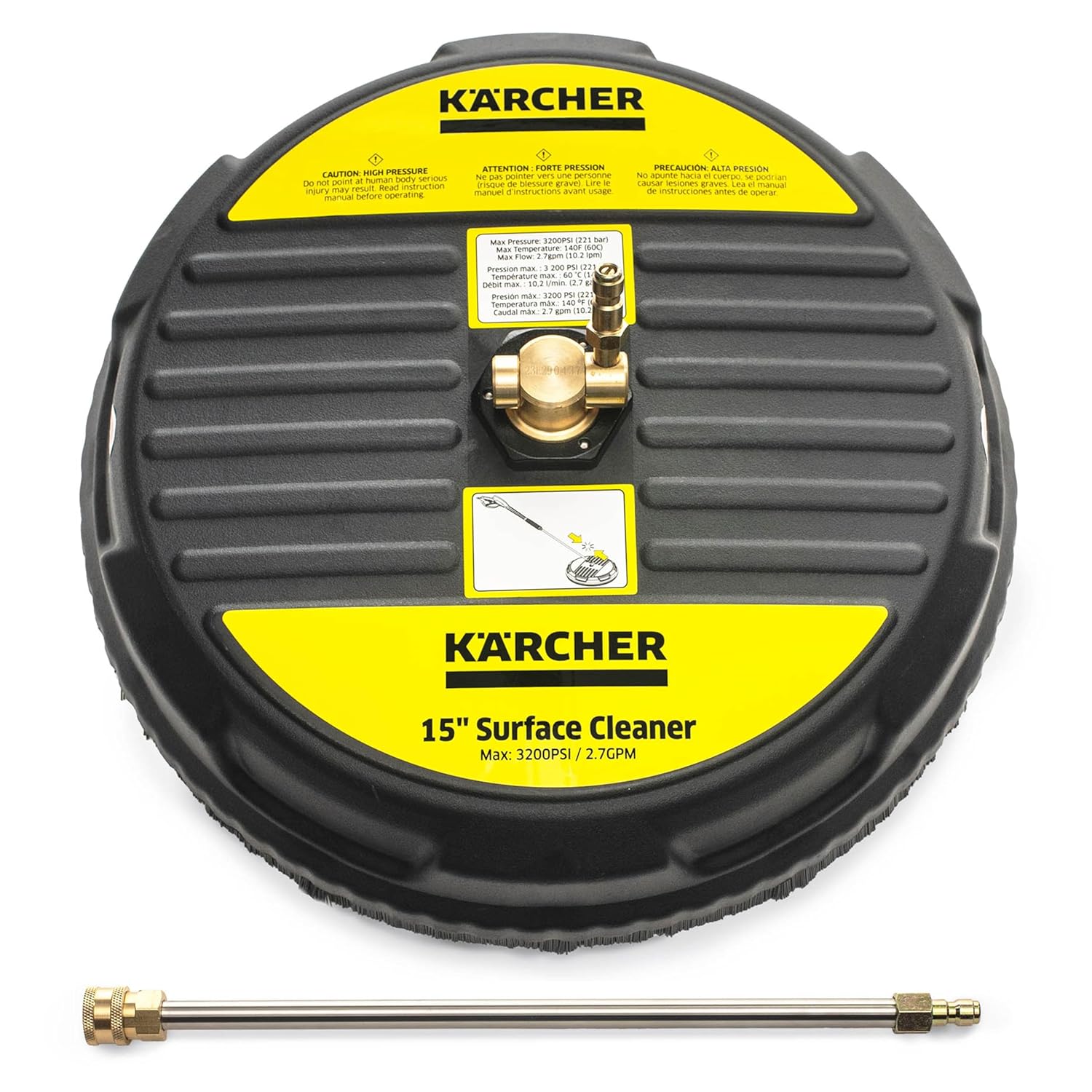 Kärcher - Evrensel 15 inç Yüzey Temizleyici Ataşmanı - Gazlı Basınçlı Yıkama Makineleri İçin - 2600-3200 PSI - 1/4 inç Hızlı Bağlantı