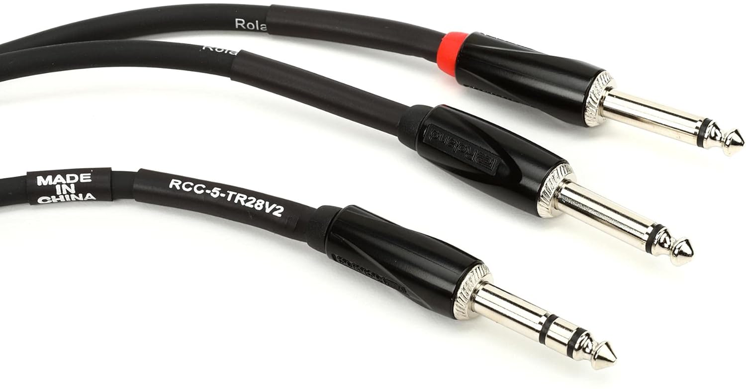 Roland Black-Serisi Bağlantı Eklemesi/Split Kablo – 6,3-mm-TRS- 2x 6,3-mm jak, Uzunluk: 1,5m – RCC-5-TR28V2