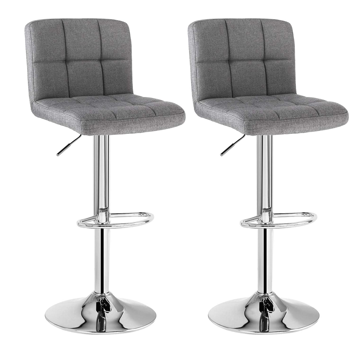 SONGMICS Arkalıklı Bar Taburesi Yüksekliği Ayarlanabilir Keten Duman Gri 44,5 x 38 x 115 cm