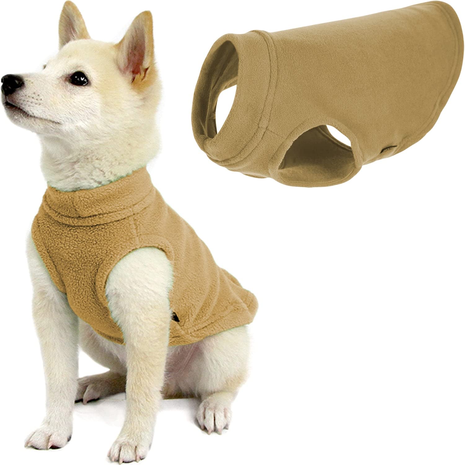 Gooby - Streç polar yelek kazak polar yelek ceket kazak köpekler için kum beden S