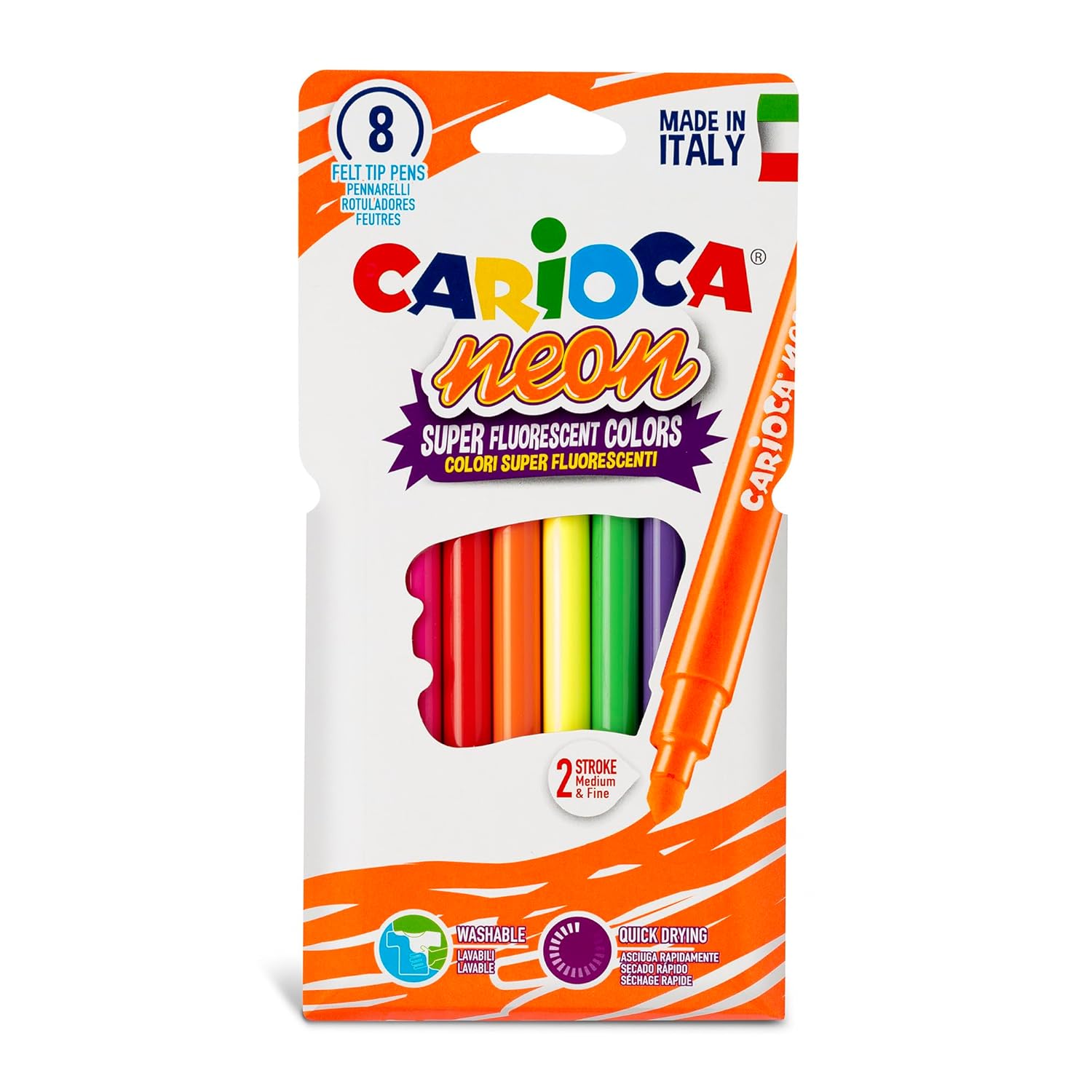 Carioca Fosforlu Yıkanabilir Keçeli Boya Kalemi 8'li