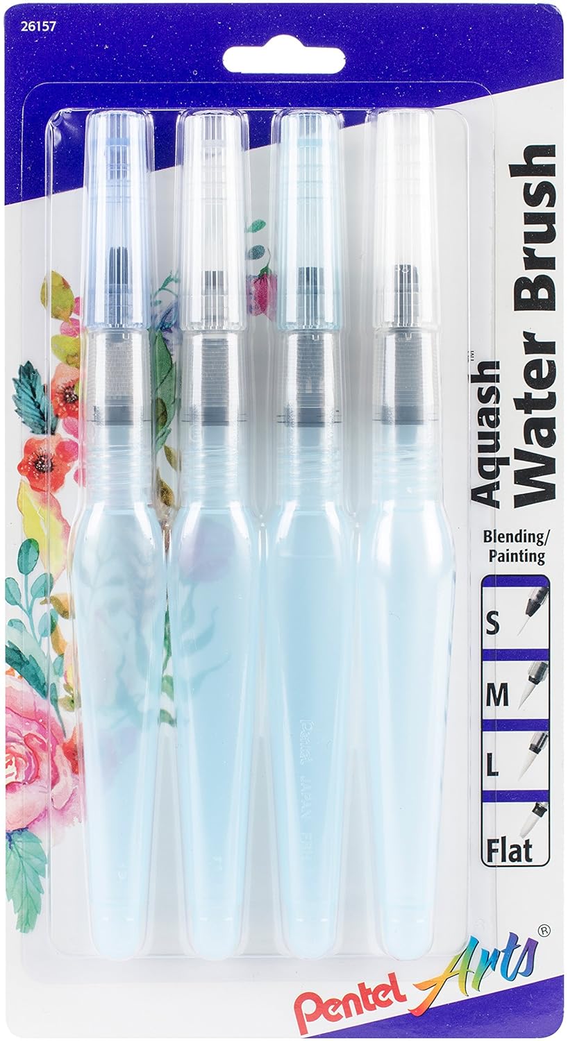 Pentel Arts Aquash sulu boya fırçası, ince uçlu filtre paketi, beyaz