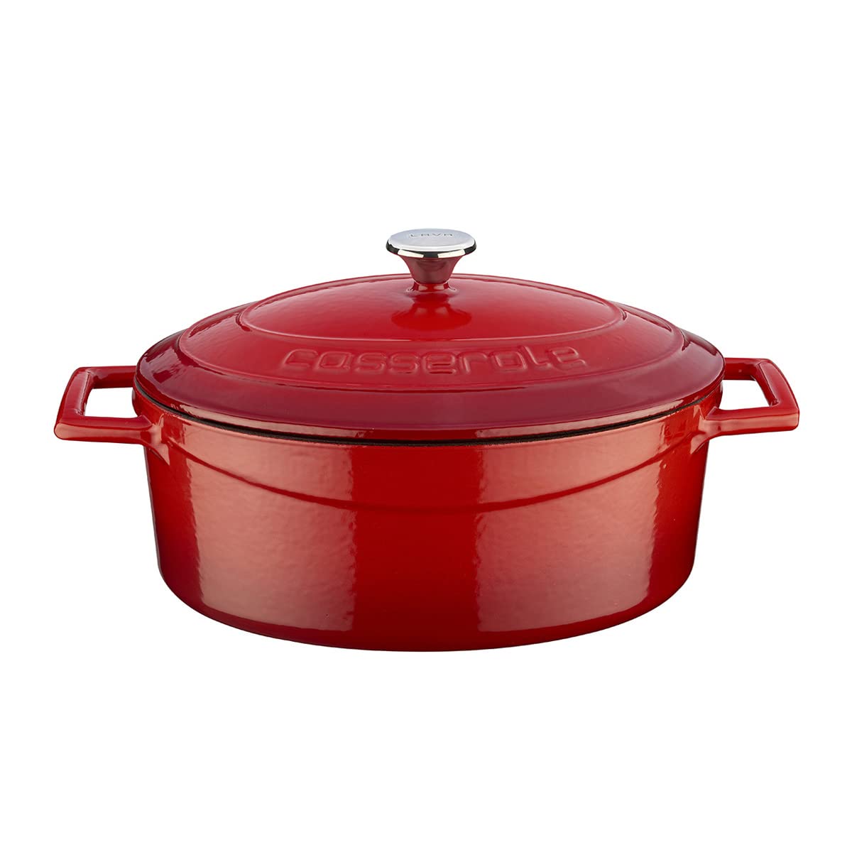 Lava Metal Oval Döküm Tencere, 25 cm, 3.19 L Hacim, Kırmızı