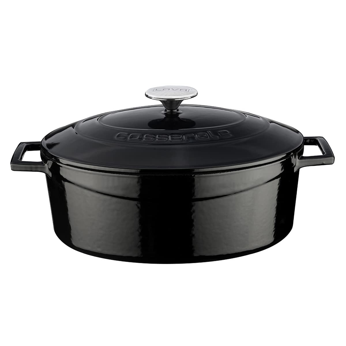 Lava Metal Oval Döküm Tencere, 29 cm, 4.67 L Hacim, Siyah