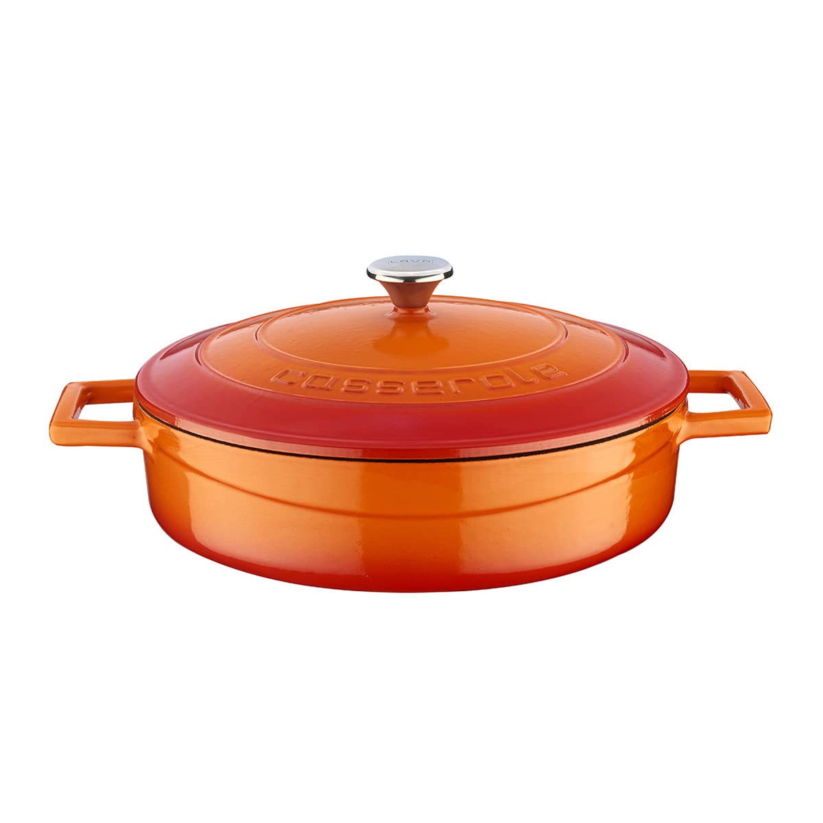 Lava Metal Döküm Çok Amaçlı Yayvan Tencere, Trendy, 24 cm, 2.47 L, Turuncu