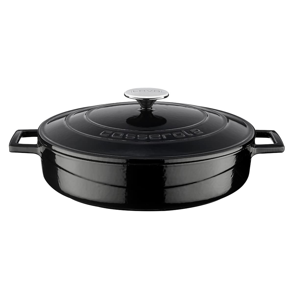 Lava Metal Döküm Çok Amaçlı Yayvan Tencere, Trendy, 28 cm, 3.51 L Hacim, Siyah