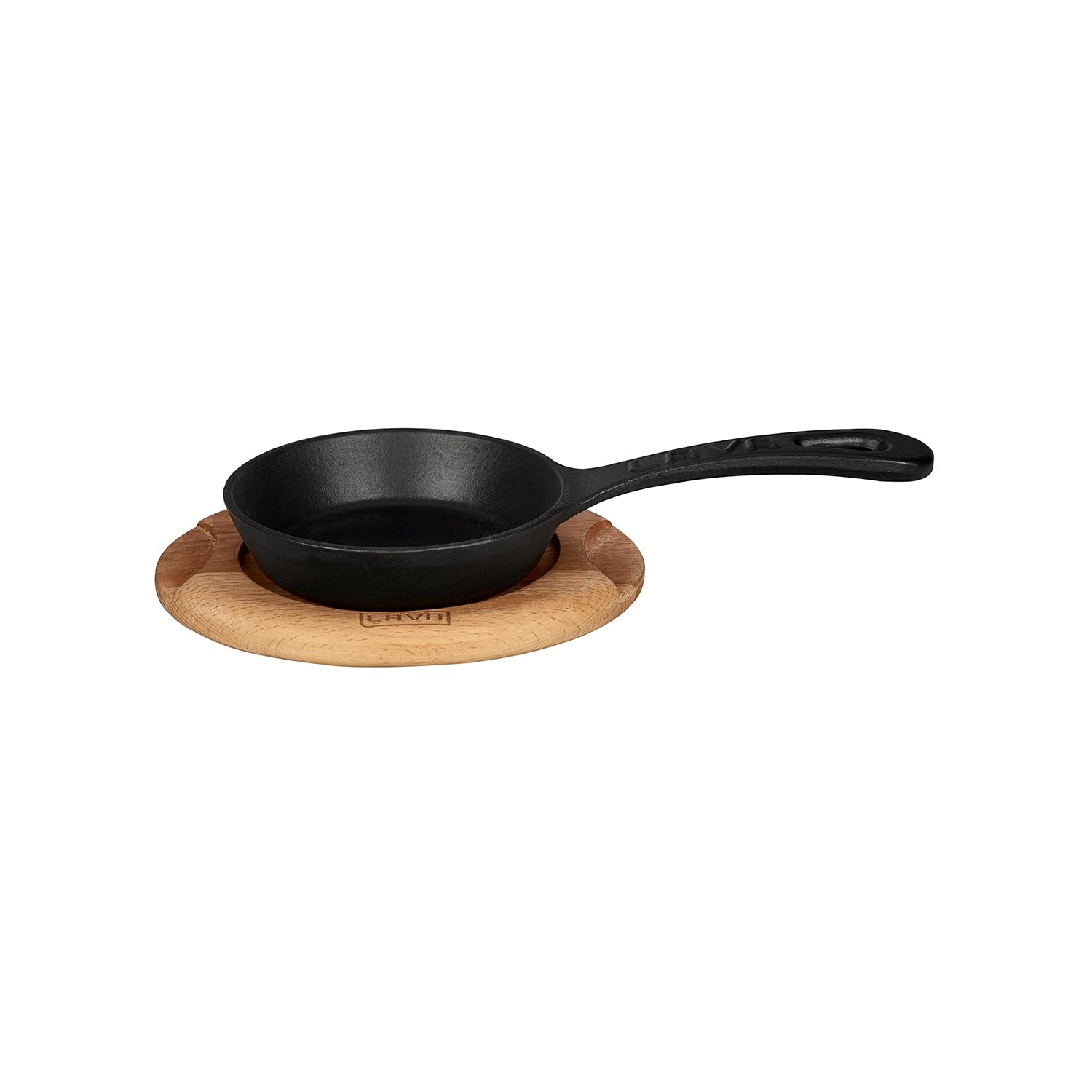 Lava Pişirme Kabı LV ECO Y STV 12 K4 Yuvarlak Kızartma Tavası ve Ahşap Plaka, Çap 12 cm, Dökme Demir