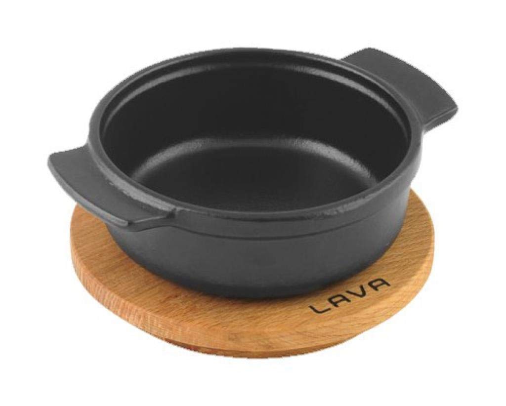 Lava,Pişirme Kabı, LV ECO GV 11 K4, Yuvarlak Güveç, Ahşap Altlık, Çap 11 cm, Dökme Demir, Siyah