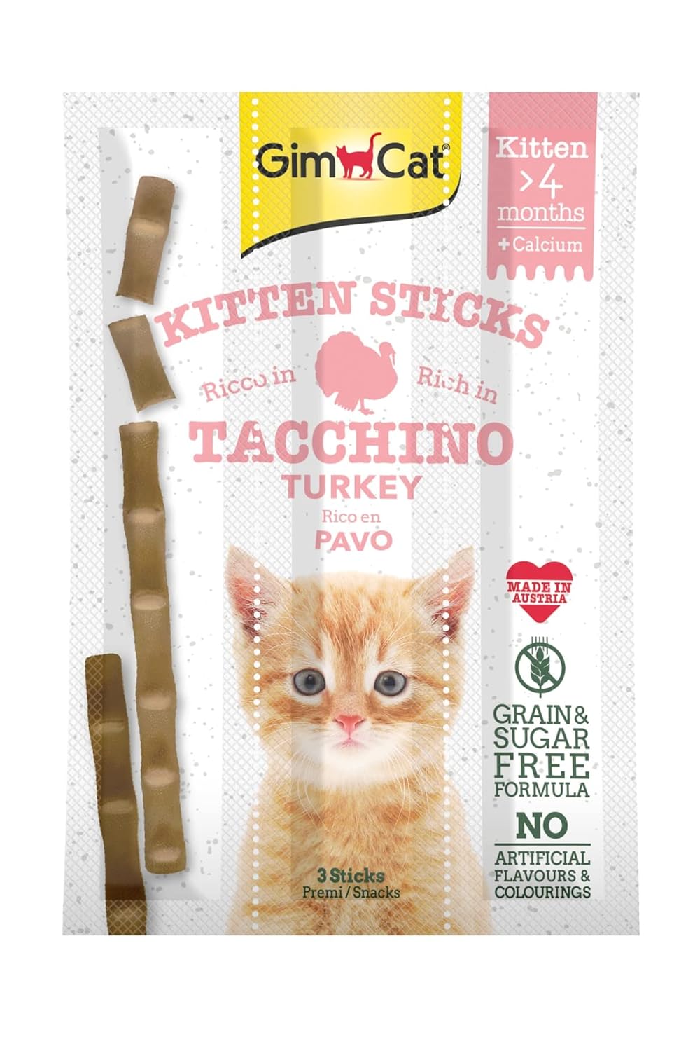 GimCat Sticks Kitten Kedi Ödül Çubukları, Hindili, Yavru Kedi, 3 Çubuk, 32 g