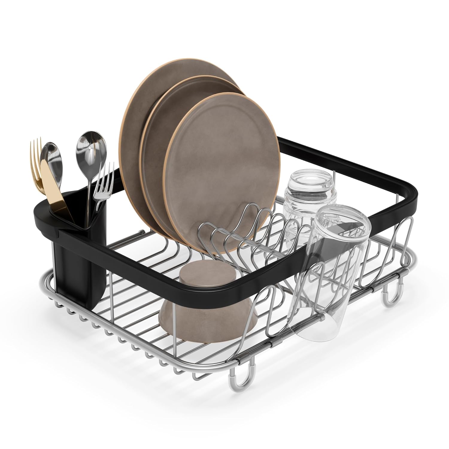 Umbra Multi-Use Dish Rack Black Sinkin Çok Fonksiyonlu Tabak Standı Siyah/Nikel, Metal, Büyük