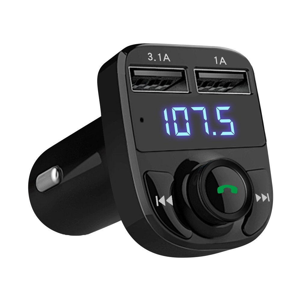 LIHAN X8 Bluetooth Araç Kiti | FM Transmitter  Çift USB Şarj Cihazı | Kablosuz Müzik
