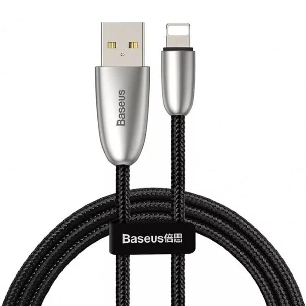 Baseus Torch Serisi Alüminyum Alaşım Örgü Tasarım 1.5A 2 Metre iPhone Lightning Data Şarj Kablosu Siyah