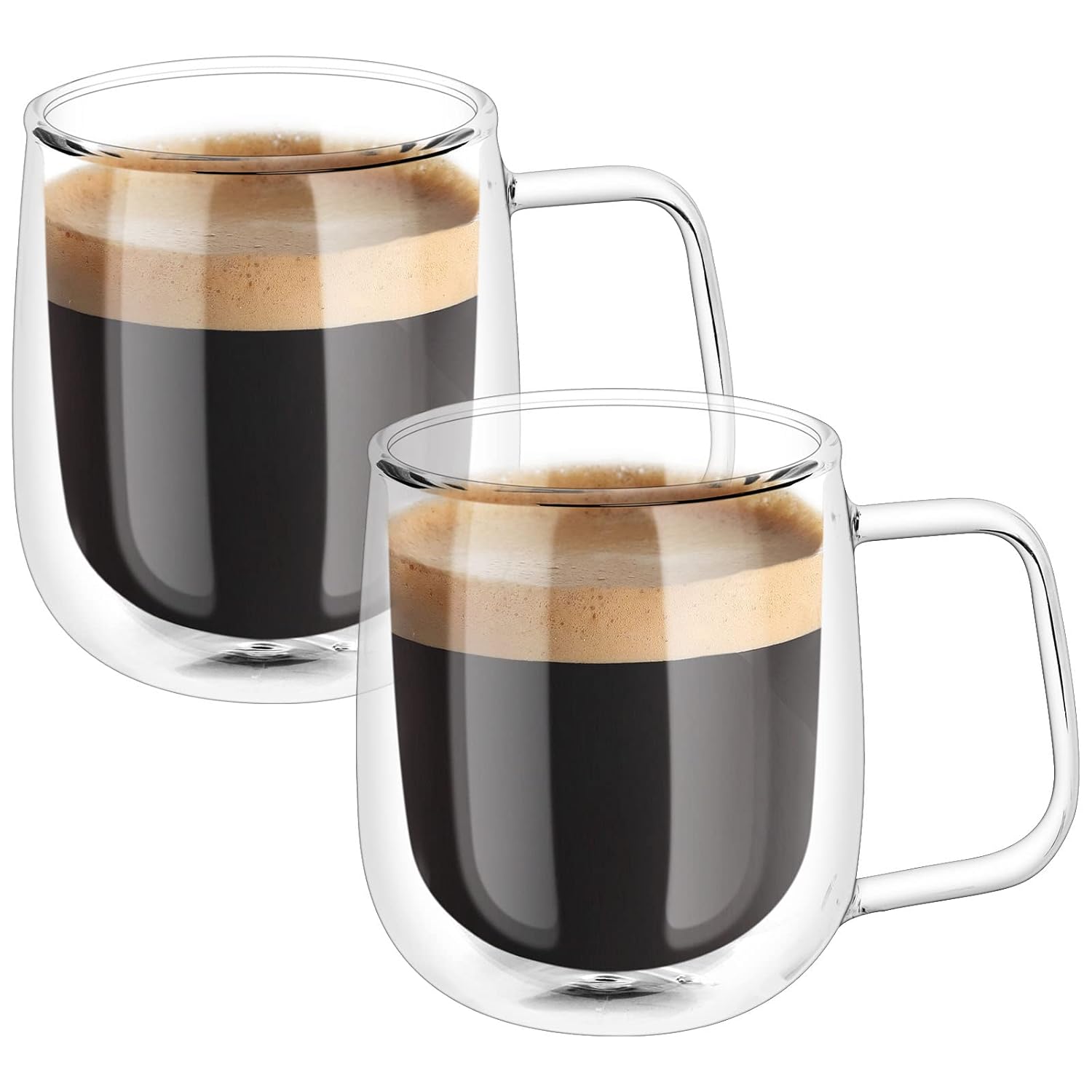 Vicloon Çift Duvar Cam Kupa, Isı Yalıtımlı Bardak Bardak, Saplı 250 ml, Çay Su Bardakları, Kahve, Süt, Cappuccino, Espresso, Şeffaf Bira, 2'li Set