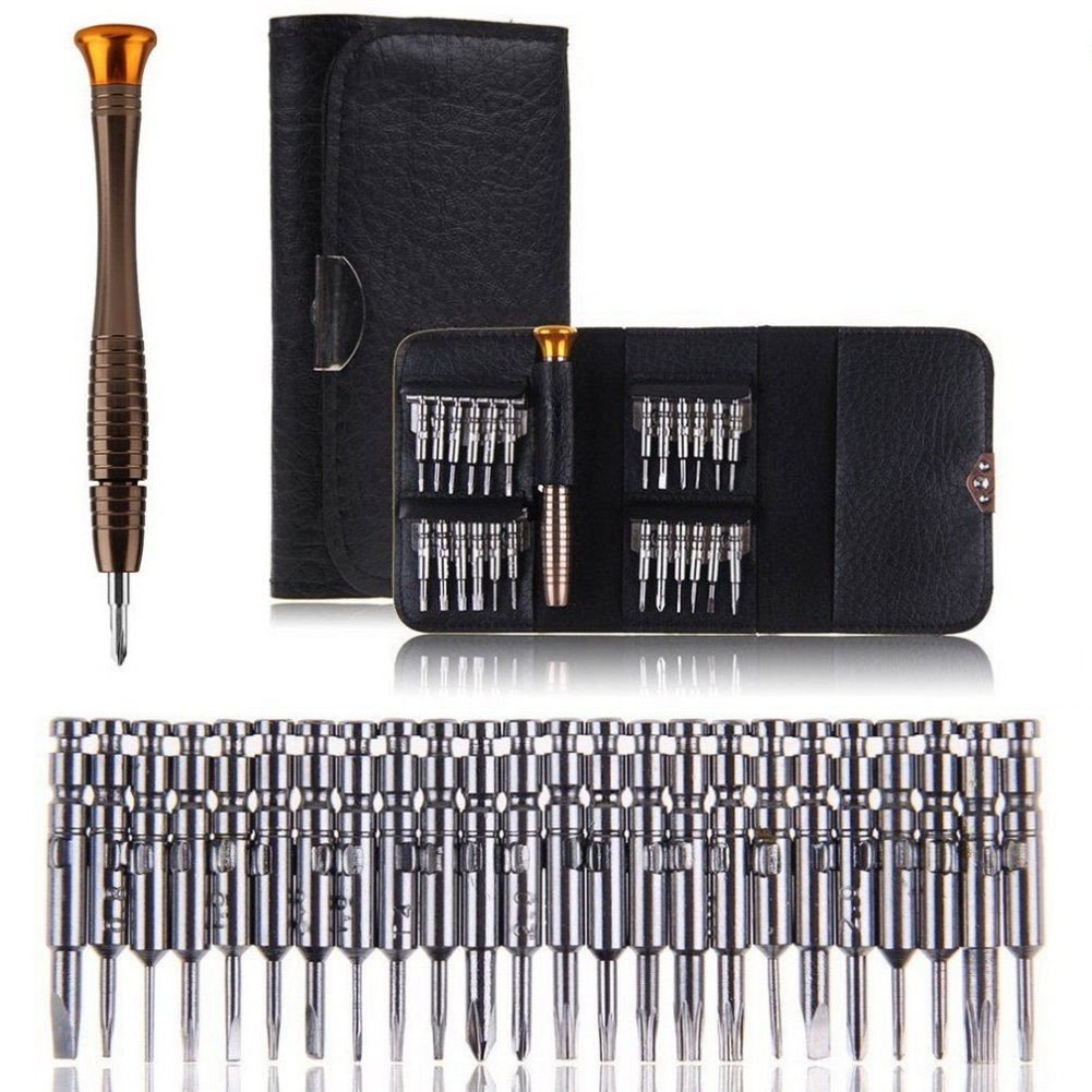 Orret Home 25 Parça Hassas Tornavida Seti, Deri Çantalı, Krom-Vanadyum Çelik, PC/Laptop/Telefon/Gözlük Tamir Seti, Torx/Düz/Yıldız Uçlu
