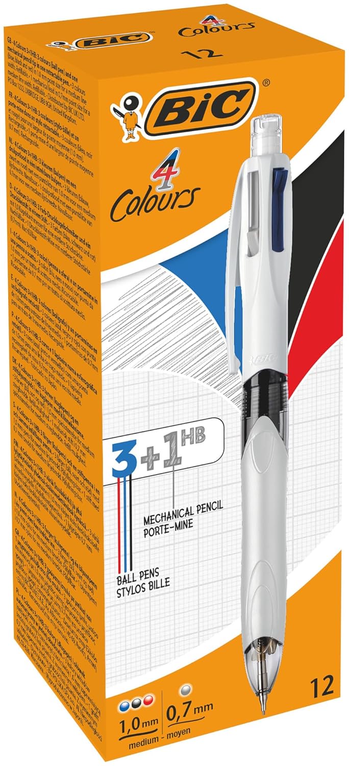 Bic 4 Colour Multifunction Black/Blue/Red/Pencil PK12