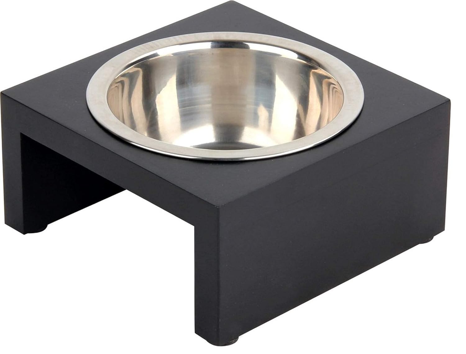 Pawise Ahşap Standlı Çelik Mama & Su Kabı 350 Ml