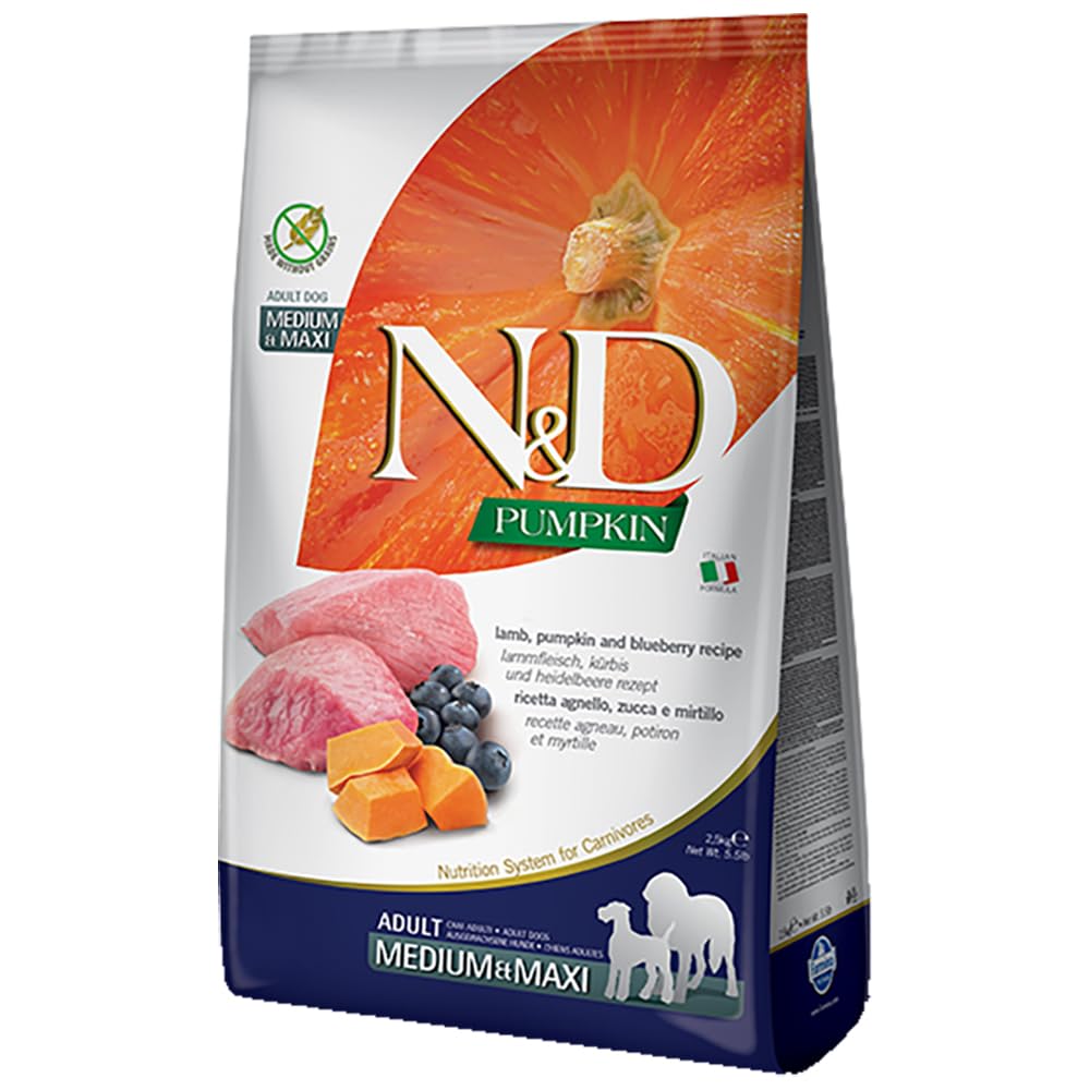 N&D Pumpkin Kuzu Etli Balkabaklı ve Yaban Mersinli 12 kg Orta ve Büyük Irk Yetişkin Köpek Maması
