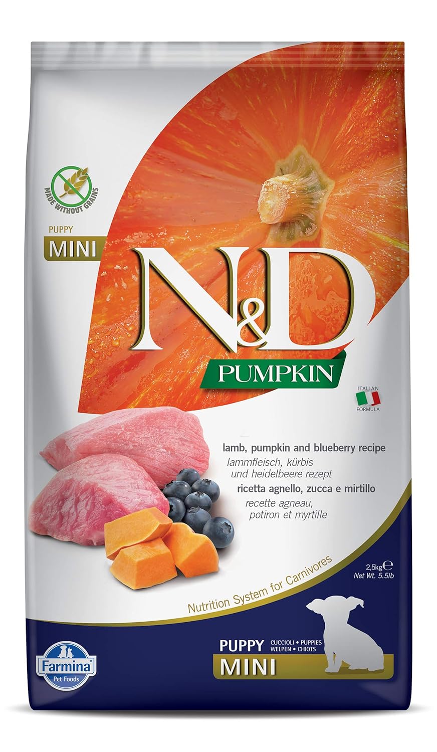 N&D Pumpkin Kuru Köpek Maması, Tahılsız, Kuzu Ve Yabanmersinli, Yavru Köpek Mini, 2.5kg