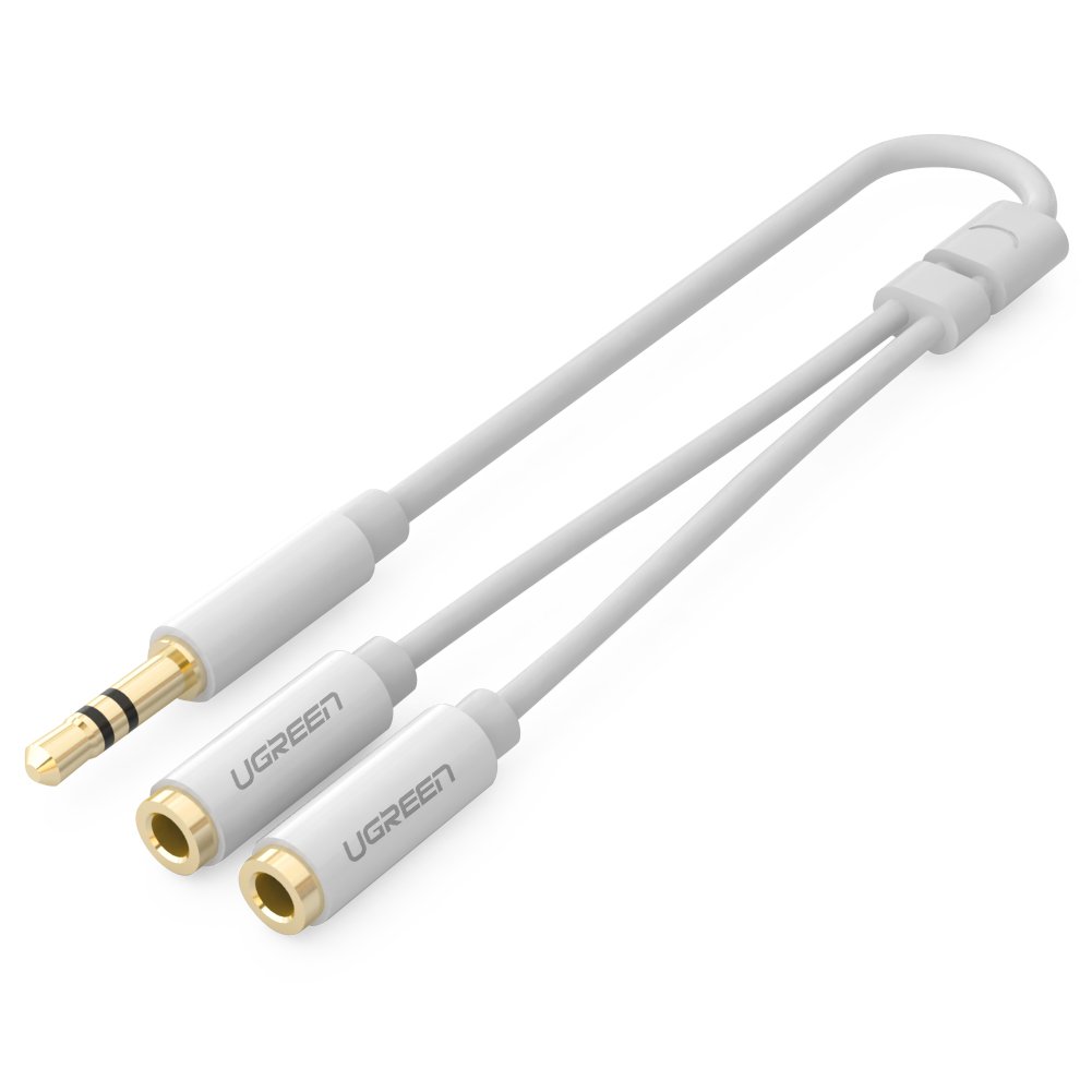 Ugreen 3.5mm 2'li Aux Kulaklık Çoklayıcı Beyaz