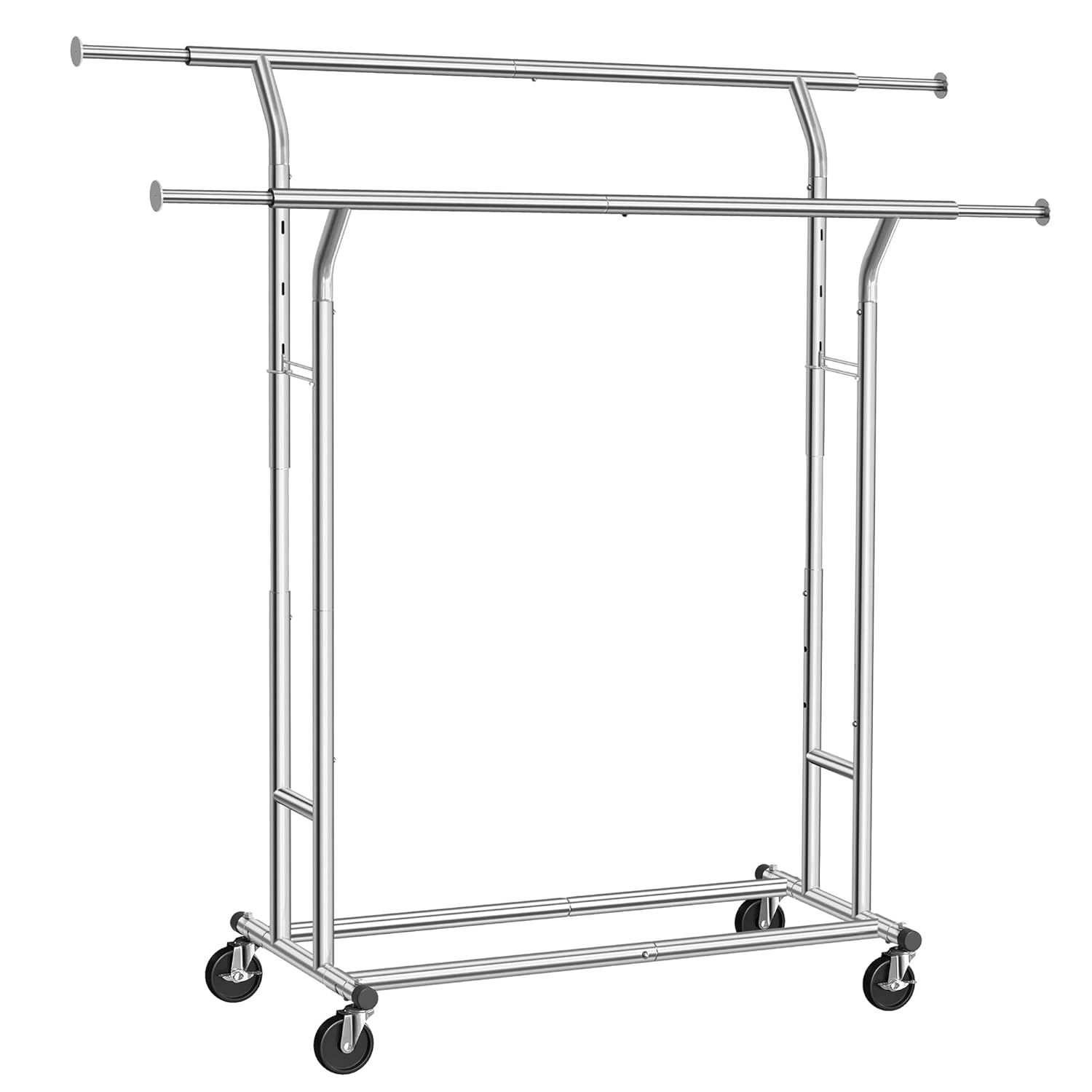 SONGMICS Metal vestiyer Gardırop, 110 Kg'A Kadar Dayanıklı, Uzunluk 129-169 cm, Krom Kaplamalı Hsr12S