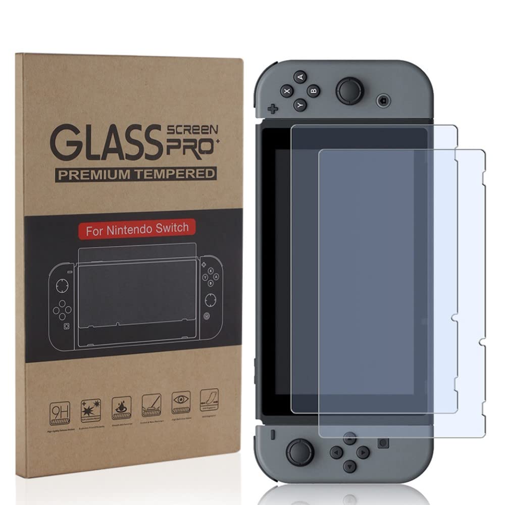 TNP Products Ekran Koruyucu (2 Paket) Nintendo Switch ile çalışır - Şalter için Temperli Cam Ekran Koruyucu Kapak Aksesuarı, 9H Sertlik, Çizilmez, Premium Berraklık, Kabarcıksız Kurulum