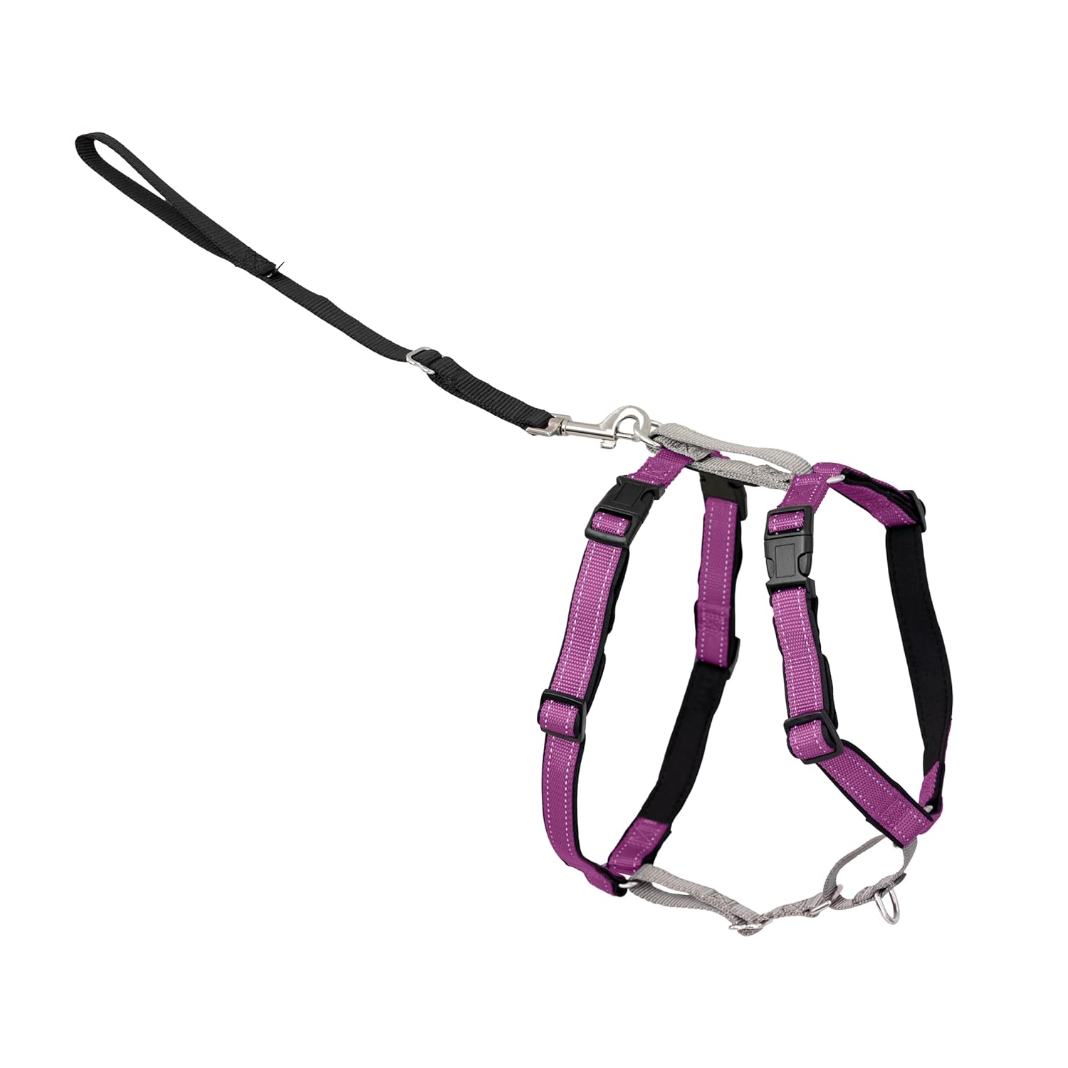 PetSafe 3'ü 1 arada köpek koşum takımı, çekmez, araba kemeri için köpek koşum takımı, köpek koşum takımı, köpek koşum takımı, reflektörler, bulaşık sapı, boyut M, siyah, mavi, mor