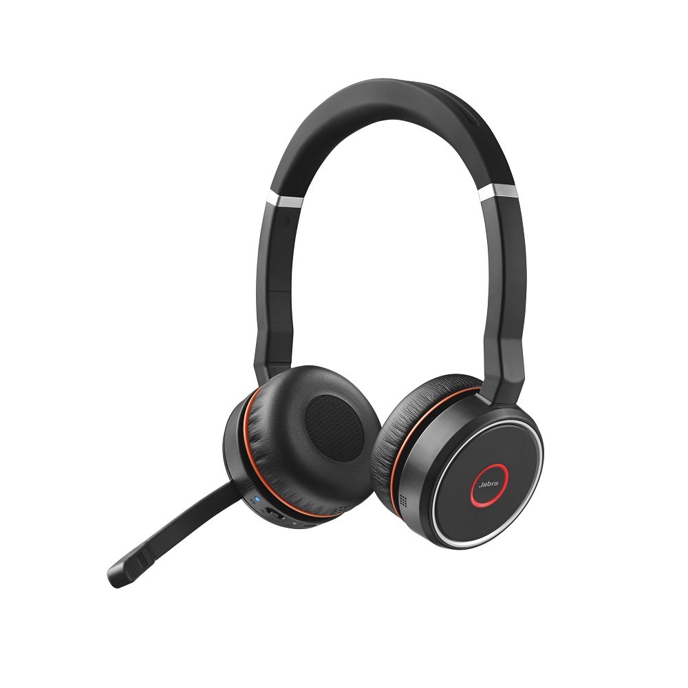 Jabra Evolve 75 UC Kablosuz Stereo Kulak Üstü Kulaklık – Birleşik İletişim Sertifikalı Kulaklık, Uzun Pil Ömrü – USB Bluetooth Adaptörü – Siyah