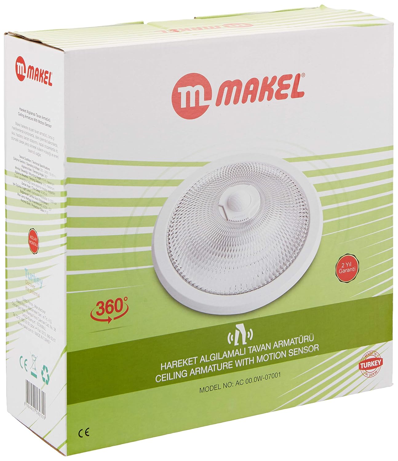 Makel 360° Hareket Algılamalı Tavan Armatürü, Beyaz