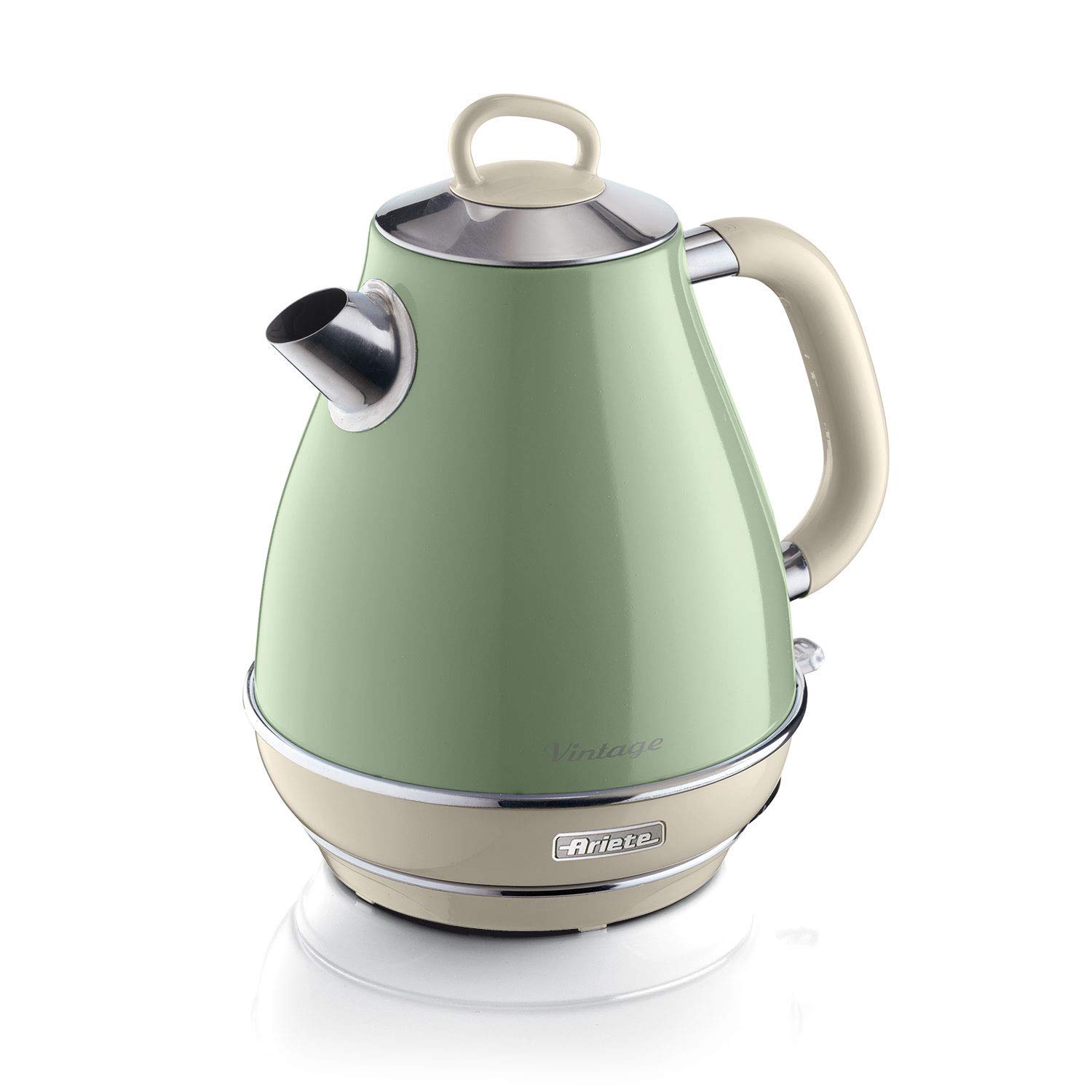 Ariete Vintage Elektrikli Su Isıtıcı Yeşil 2869/04 - Paslanmaz Çelik, Retro Kettle, 1,7 Litre 2000 Watt, Otomatik Kapanma, Kablosuz 360° Duylu