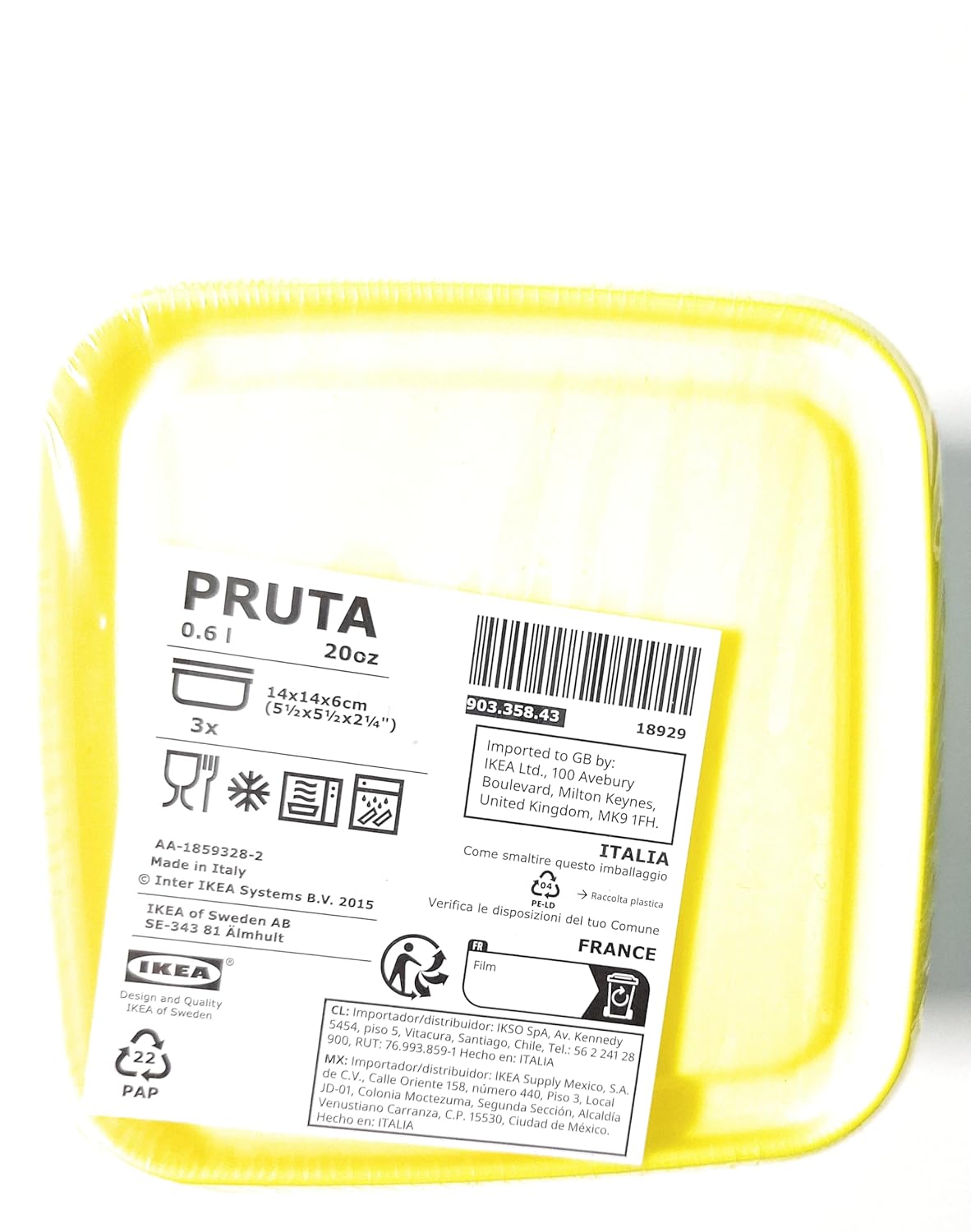 Ikea PRUTA saklama kabı, sarı 3 lü set